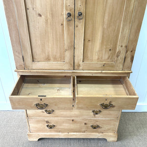 A Large 19th Century English Pine Linen Press Cupboard