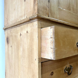 A Large 19th Century English Pine Linen Press Cupboard