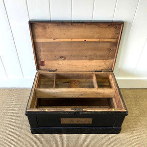 An Ebonized Campaign Sea Chest