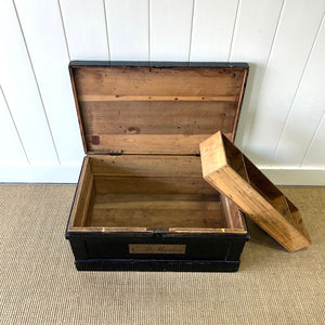 An Ebonized Campaign Sea Chest