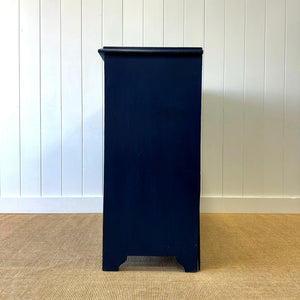 A Navy or Denim Blue English Pine Chest of Drawers Dresser c1890