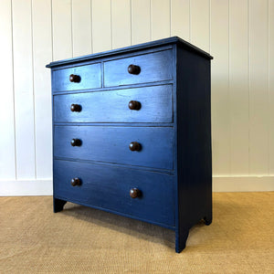 A Navy or Denim Blue English Pine Chest of Drawers Dresser c1890