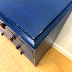 A Navy or Denim Blue English Pine Chest of Drawers Dresser c1890