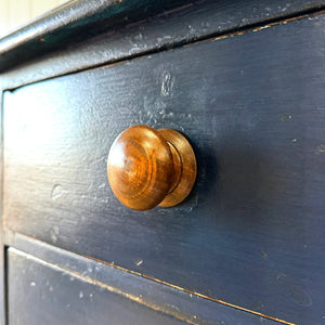 A Navy or Denim Blue English Pine Chest of Drawers Dresser c1890