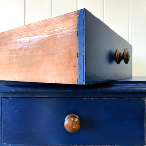 A Navy or Denim Blue English Pine Chest of Drawers Dresser c1890