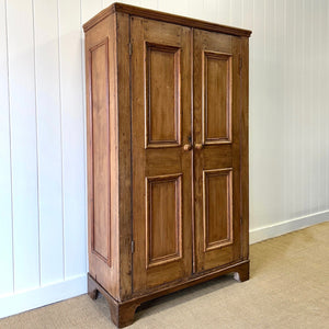 An English Country Pine Wardrobe or Linen Press c1890