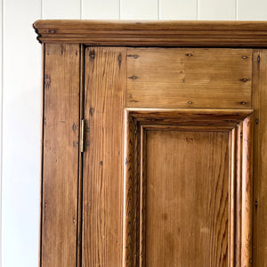 An English Country Pine Wardrobe or Linen Press c1890