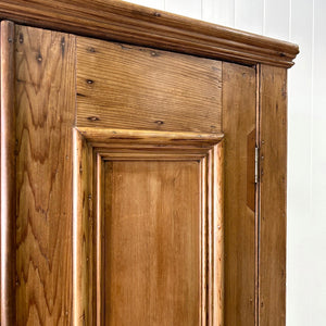 An English Country Pine Wardrobe or Linen Press c1890