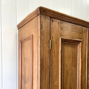 An English Country Pine Wardrobe or Linen Press c1890