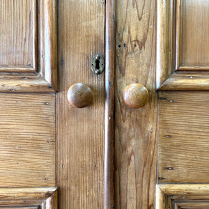 An English Country Pine Wardrobe or Linen Press c1890