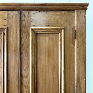 An English Country Pine Wardrobe or Linen Press c1890