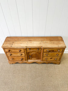 A Large English Country 7 Drawer Pine Buffet or Sideboard c1860