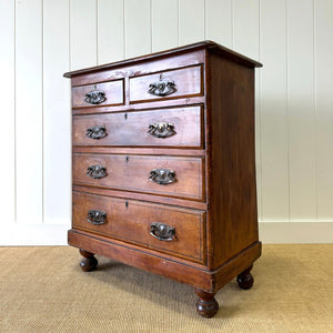 An Antique 19th Century Pine Chest of Drawers Dresser with Art Nouveau Hardware