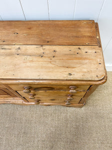 A Large English Country 7 Drawer Pine Buffet or Sideboard c1860