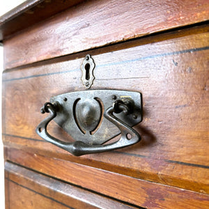 An Antique 19th Century Pine Chest of Drawers Dresser with Art Nouveau Hardware