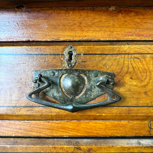 An Antique 19th Century Pine Chest of Drawers Dresser with Art Nouveau Hardware