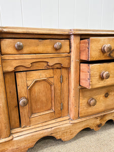 A Large English Country 7 Drawer Pine Buffet or Sideboard c1860