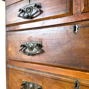 An Antique 19th Century Pine Chest of Drawers Dresser with Art Nouveau Hardware