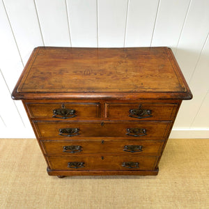 An Antique 19th Century Pine Chest of Drawers Dresser with Art Nouveau Hardware