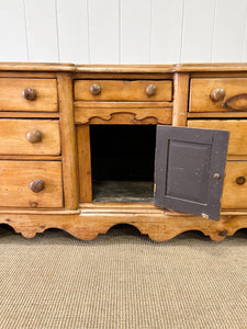 A Large English Country 7 Drawer Pine Buffet or Sideboard c1860