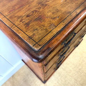 An Antique 19th Century Pine Chest of Drawers Dresser with Art Nouveau Hardware