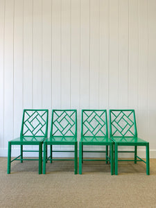 A Gorgeous Set of Green Painted Chinoiserie Chairs