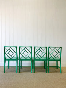 A Gorgeous Set of Green Painted Chinoiserie Chairs