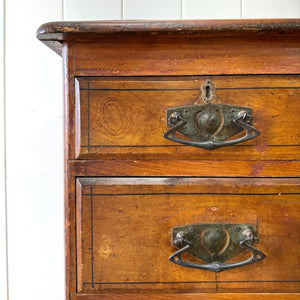 An Antique 19th Century Pine Chest of Drawers Dresser with Art Nouveau Hardware