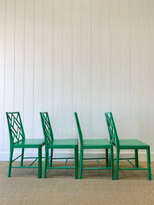 A Gorgeous Set of Green Painted Chinoiserie Chairs