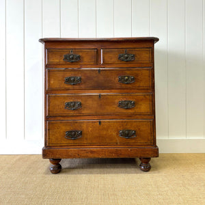 An Antique 19th Century Pine Chest of Drawers Dresser with Art Nouveau Hardware