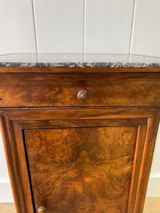 A Charming French Mahogany Nightstand with Marble Top c1890