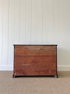 A Low English Ebonized Black Chest of Drawers Dresser with Wooden Knobs c1890