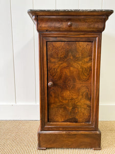 A Charming French Mahogany Nightstand with Marble Top c1890