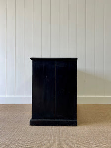 A Low English Ebonized Black Chest of Drawers Dresser with Wooden Knobs c1890