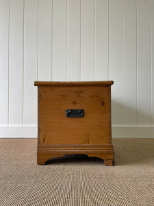 An English Pine Blanket Box or Small Low Coffee Table With Iron Handles c1850