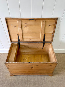 An English Pine Blanket Box or Small Low Coffee Table With Iron Handles c1850