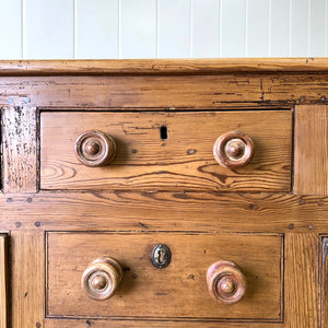 A Large English Country 6 Drawer Pine Buffet or Sideboard