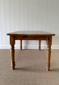 Vintage English Country Waxed Pine 5ft Dining Harvest Table