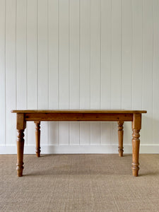 Vintage English Country Waxed Pine 5ft Dining Harvest Table