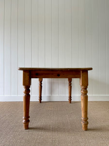 Vintage English Country Waxed Pine 5ft Dining Harvest Table