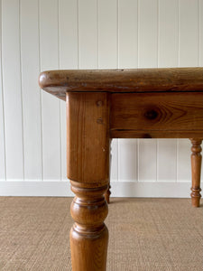 Vintage English Country Waxed Pine 5ft Dining Harvest Table