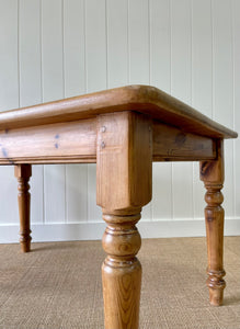 Vintage English Country Waxed Pine 5ft Dining Harvest Table