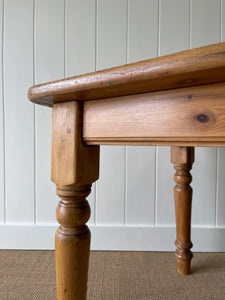 Vintage English Country Waxed Pine 5ft Dining Harvest Table