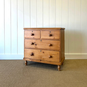 An Antique English Pine Chest of Drawers Dresser Tulip Feet c1890