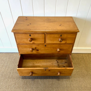 An Antique English Pine Chest of Drawers Dresser Tulip Feet c1890