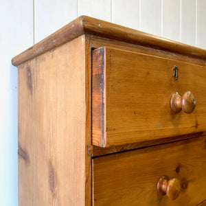 An Antique English Pine Chest of Drawers Dresser Tulip Feet c1890