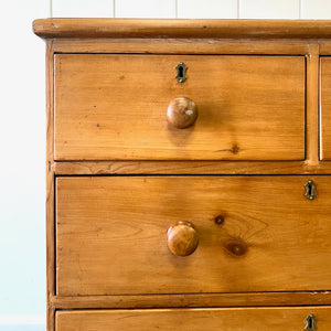 An Antique English Pine Chest of Drawers Dresser Tulip Feet c1890