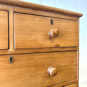 An Antique English Pine Chest of Drawers Dresser Tulip Feet c1890