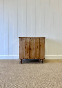 A Charming English Pine Deep and Low Chest of Drawers Dresser with Wooden Knobs c1890