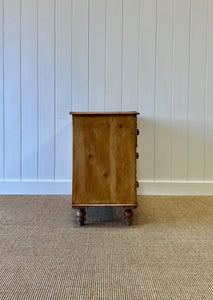 A Charming English Pine Deep and Low Chest of Drawers Dresser with Wooden Knobs c1890